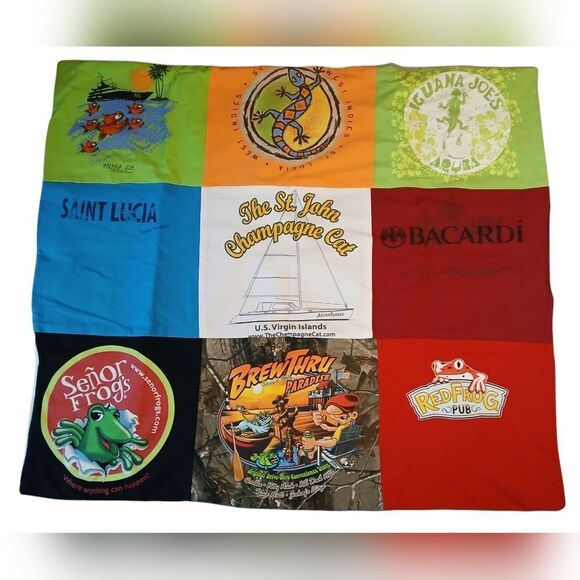 Artsy Colorful Graphic BEACH theme Water Quilt Blanket THROW - Picture 1 of 2